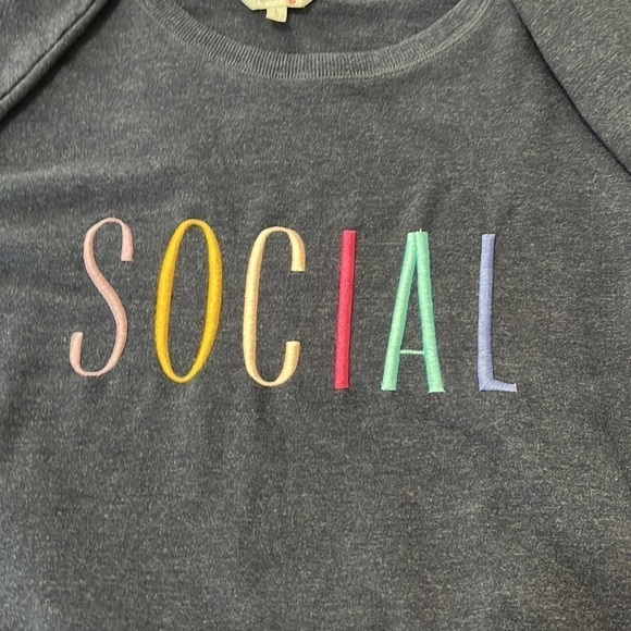 Wildfox "Social" Sweatshirt Blue Super Soft Sz L - Picture 4 of 11